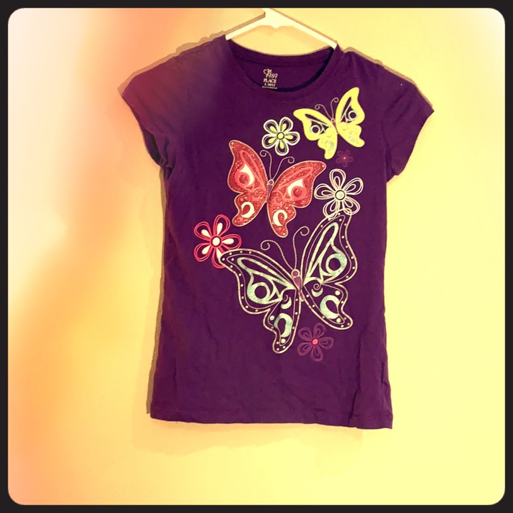 Children’s Place Glitter Butterfly Purple TShirt L